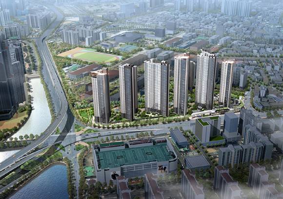 부산 남구 대연4구역 재개발로 들어선 '더비치 푸르지오 써밋' 아파트 조감도. [사진=대우건설]