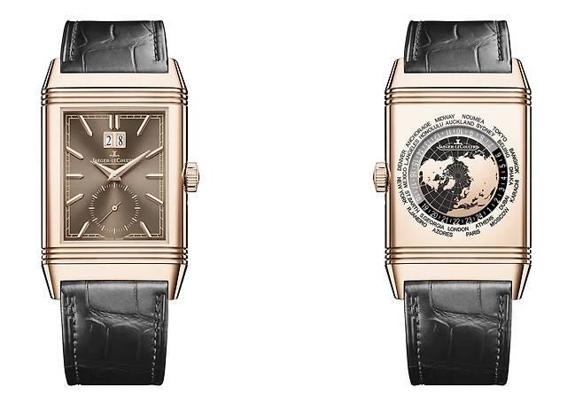 2025년 신제품인 리베르소 트리뷰트 지오그래픽의 골드 버전. 사진 예거 르쿨트르