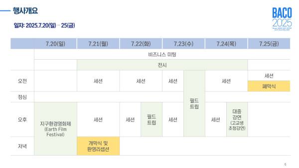 2025 IUGG 기상-해양-빙권 국제학술대회(BACO-25) 일자별 스케쥴