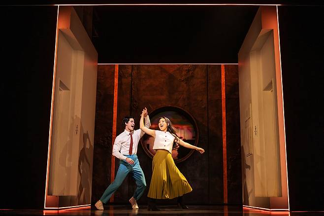 Darren Criss (left) and Helen J Shen perform in the musical "Maybe Happy Ending" (NHN LINK)