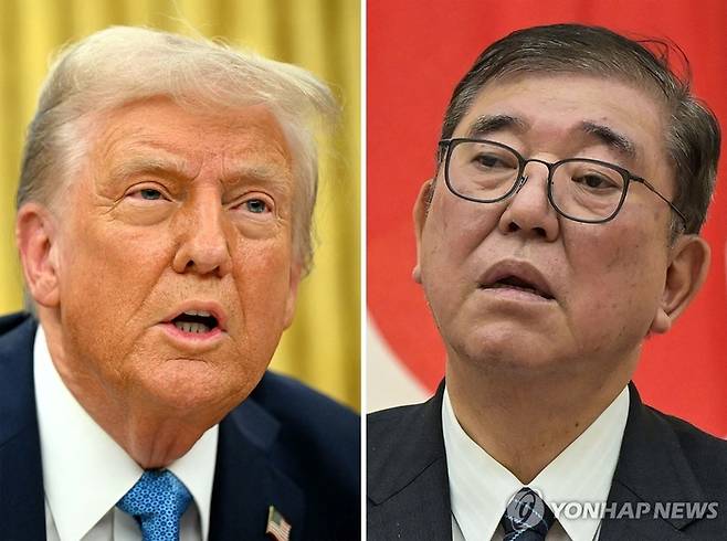 도널드 트럼프 미국 대통령과 이시바 시게루 일본 총리. AFP 연합뉴스