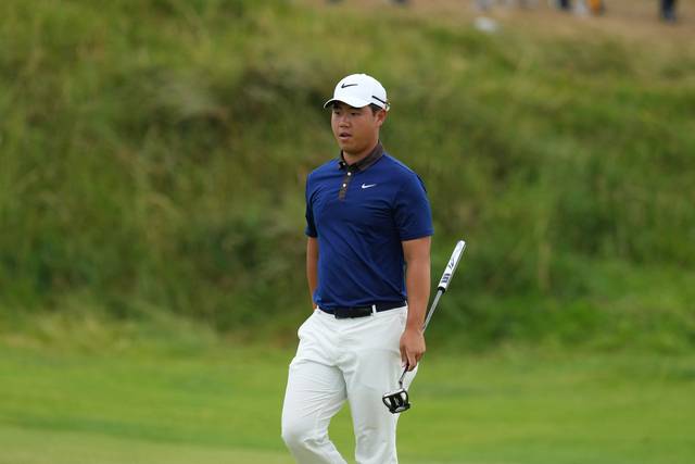 8번 홀 그린을 빠져나오는 김주형. AFP 로이터 연합뉴스