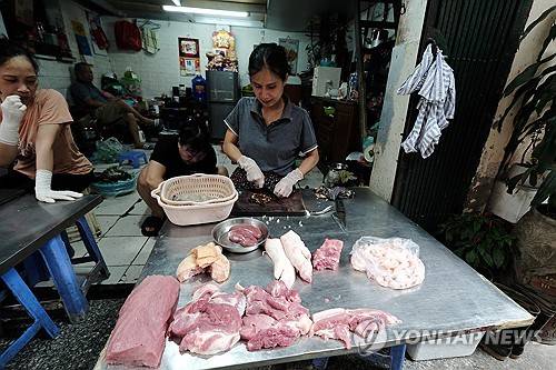 베트남 돼지고기 판매점 [EPA 연합뉴스 자료사진]