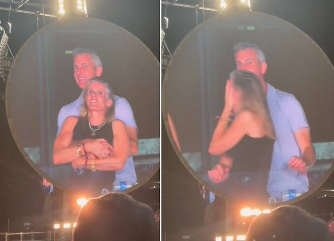 미국의 유명 AI 업체 CEO의 불륜 현장이 콘서트 전광판에 포착됐다. 틱톡 이미지 캡처