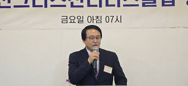 하재호 대전시기독교연합회장이 설교하고 있다.