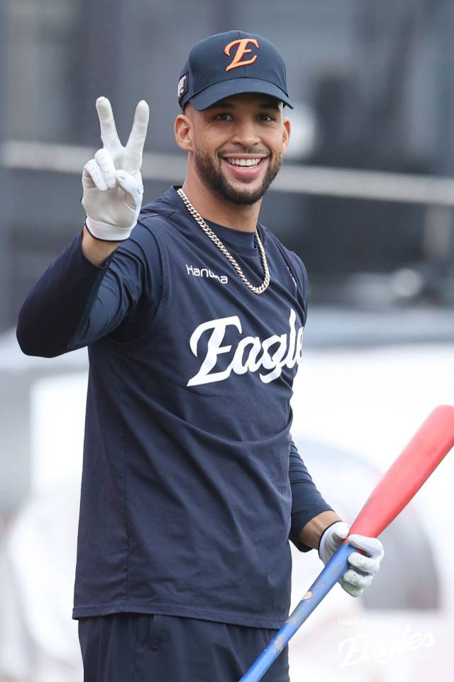 19일 수원KT원정을 앞두고 훈련 중인 리베라토. 한화이글스 제공