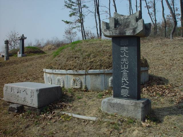 추사와 창암이 앞뒷면을 나눠 쓴 정부인 광산 김씨 묘비. 필자 촬영