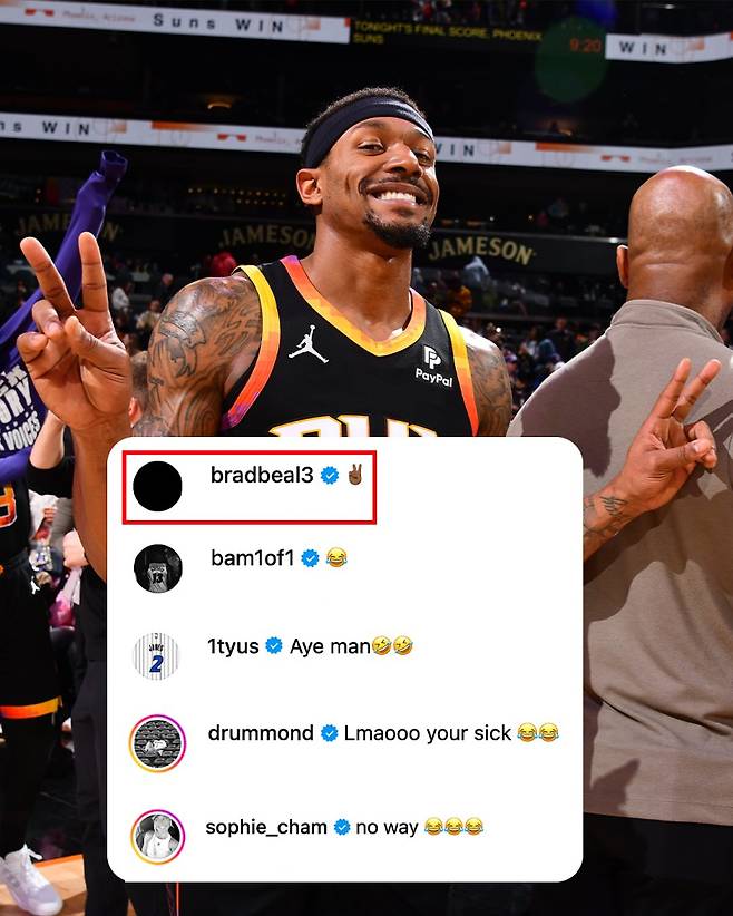 19일 피닉스와의 결별 소식을 전하는 게시글서 짧은 이모티콘으로 인사를 대신한 빌. 사진=ESPN SNS