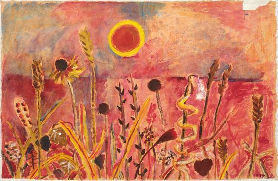 김종학, 가을, 1980,, 한지에 수채, Kim Tang-Sae 촬영. [사진 High Museum]