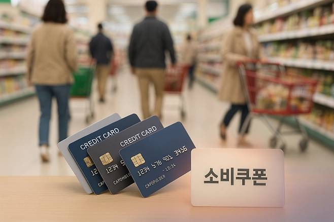 정부의 소비쿠폰 정책이 카드 결제 확대를 이끌지 관심이 쏠린다./그래픽=챗GPT 생성이미지