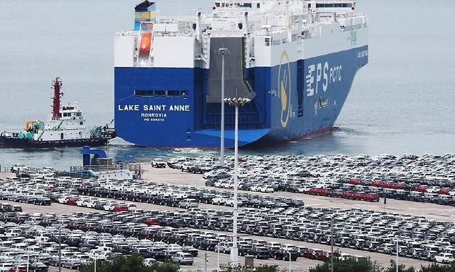 경기도 평택항에 수출용 자동차가 세워져 있는 모습. (사진=연합뉴스)