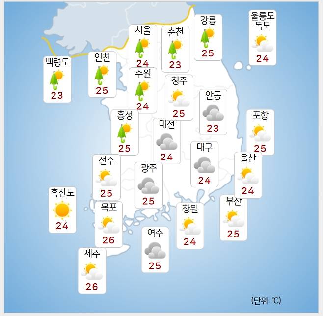 ⓒ기상청: 오늘(20일) 오전 날씨