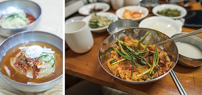 (좌)황산밀면 (우)옹골찬의 곱새황산밀면