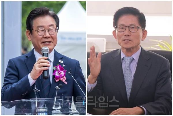 이재명 대통령(왼쪽)과 김문수 전 고용노동부 장관. [디지털타임스 DB, 한국노총 제공]