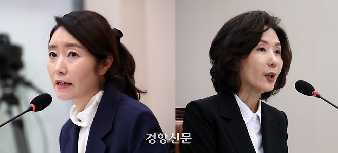 강선우 여성가족부 장관 후보자(왼쪽)와 이진숙 부총리 겸 교육부 장관 후보자(오른쪽). 권도현 기자