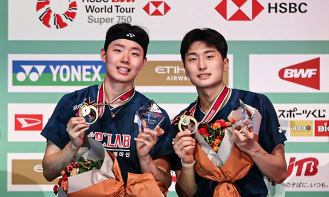 남자 복식에서 우승한 서승재(왼쪽)·김원호.
