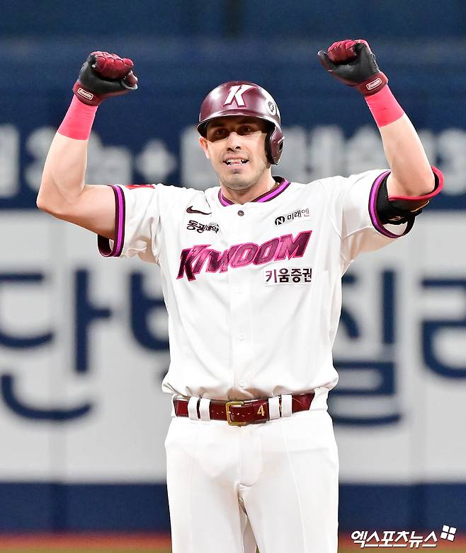 키움 히어로즈 루벤 카디네스가 올해 정규시즌 경기에서 세리머니하고 있다. 엑스포츠뉴스 DB