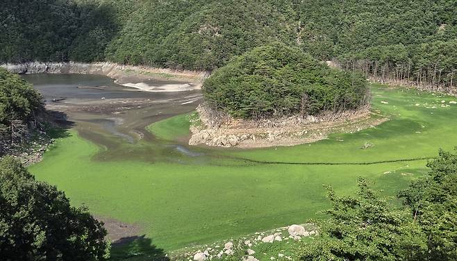 비가 왔지만, 아직 채워지지 않은 오봉저수지 [촬영 유형재]
