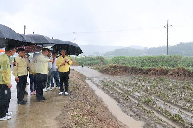 영광군 침수 피해 현장 점검 모습.