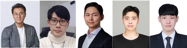 (왼쪽부터)조진한 고려대 화공생명공학과 교수(교신저자), 고용민 DGIST 에너지환경연구부 박사(공동교신저자), 백서인 고려대 KU-KIST 융합대학원 교수(공동교신저자), 남동현 조지아텍 기계공학과 박사(제1저자), 진규호 고려대 화공생명공학과 석사(공동제1저자). (사진=고려대)