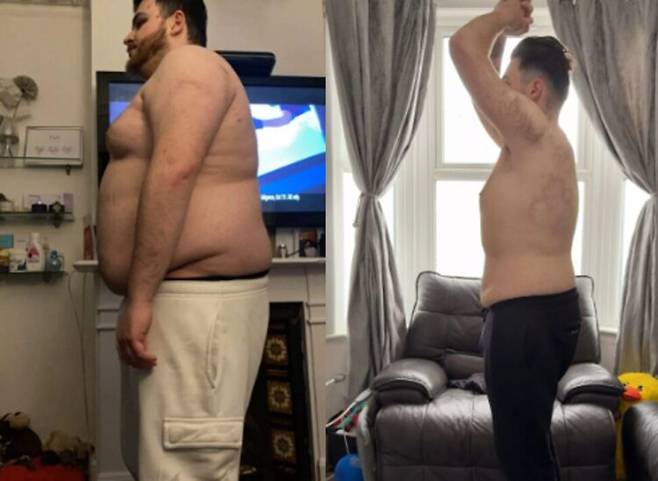 하루 세 끼 배달 음식과 좌식 생활에 익숙했던 20대 남성이 체중 160kg에서 50kg를 감량한 사연이 공유됐다. [사진=틱톡]