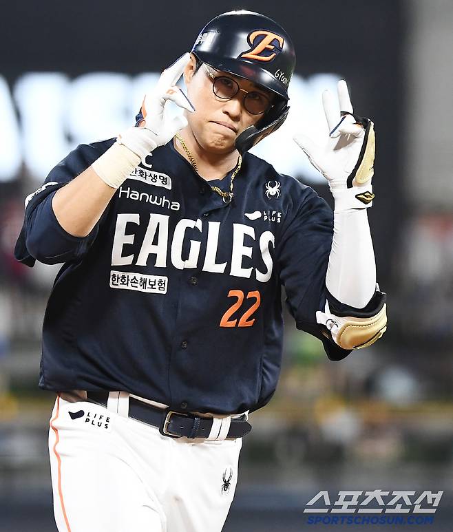 20일 수원 KT위즈파크에서 열린 한화-KT전. 9회초 1사 만루 채은성이 만루홈런을 친 후 환호하고 있다. 수원=정재근 기자 cjg@sportschosun.com/2025.7.20/