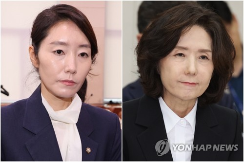 강선우(왼쪽) 여성가족부·이진숙 교육부 장관 후보자. [연합뉴스]