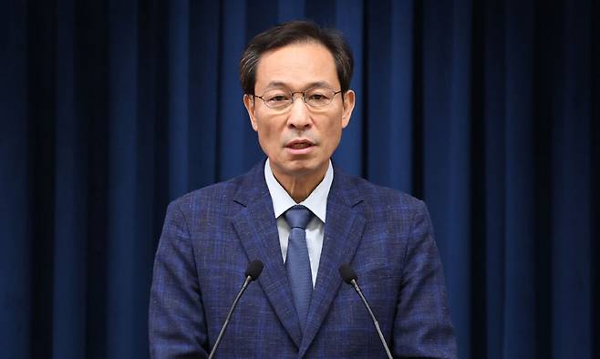 우상호 대통령실 정무수석. 대통령실사진기자단