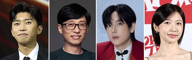 (왼쪽부터) 임영웅, 유재석, 임시완, 주현영