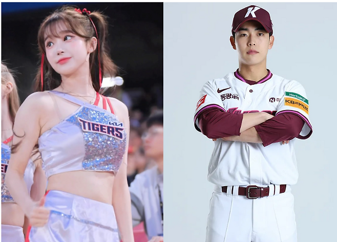 인기 치어리더 이주은과 키움 외야수 박수종. 이주은 SNS·키움 SNS