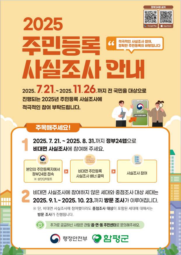 함평군이 ‘주민등록 사실조사’를 오는 11월26일 까지 시행 한다. 함평군 제공