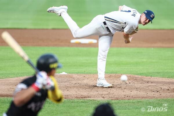 NC 다이노스 라일리가 22일 KT 위즈전에 선발 등판해 투구 하고 있다. /NC 다이노스