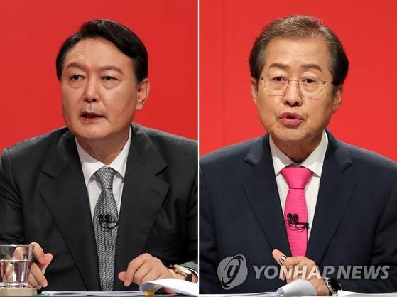 윤석열 전 대통령 2021년 10월 15일 대선 경선 후보 토론회 사진 [연합뉴스]