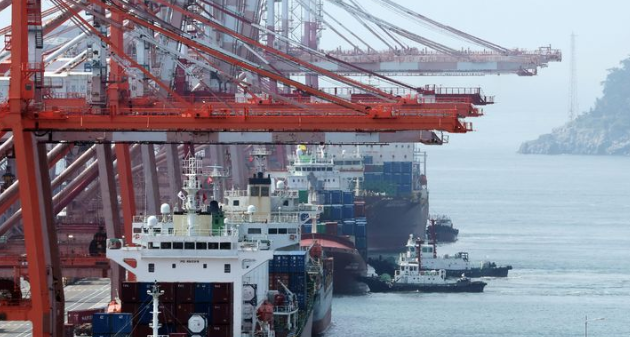 지난달 1일 부산 남구 신선대부두에 접안하고 있는 컨테이너선. / 뉴시스