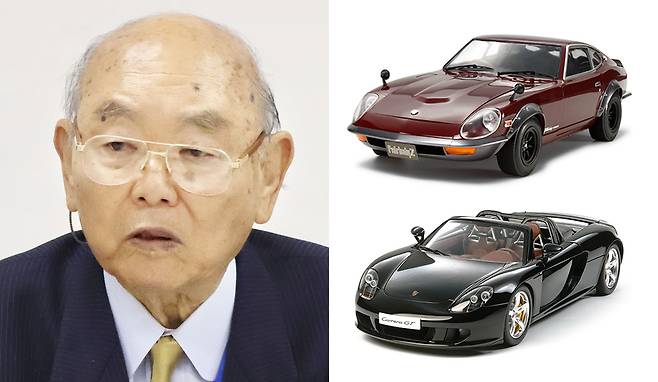 일본 모형 업체 타미야를 세계적인 기업으로 성장시킨 다미야 순사쿠(田宮俊作) 회장이 지난 18일 세상을 떠났다고 일본 매체가 22일 회사 측 발표를 인용해 보도했다. 향년 만 90세. 왼쪽 사진은 2023년 5월 10일의 고인. 사진 연합뉴스, 타미야 홈페이지 캡처
