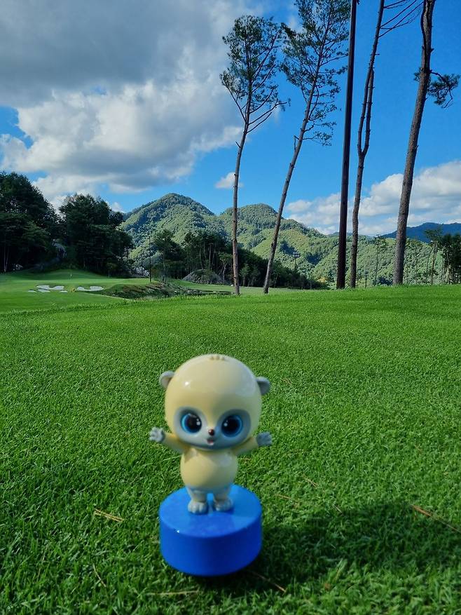 오로라 골프&리조트의 상징인 '유후와 친구들' 티마크. 오로라 골프&리조트