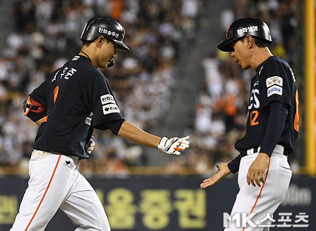 22일 잠실 두산전에서 홈런포를 가동한 심우준. 사진(잠실 서울)=천정환 기자