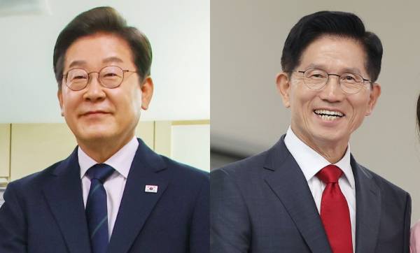 중앙선거관리위원회가 제21대 대선에서 각 정당 후보자가 지출한 선거 비용을 공개했다. 사진은 이재명 대통령과(왼쪽) 김문수 전 고용노동부 장관 모습. /사진=뉴스1