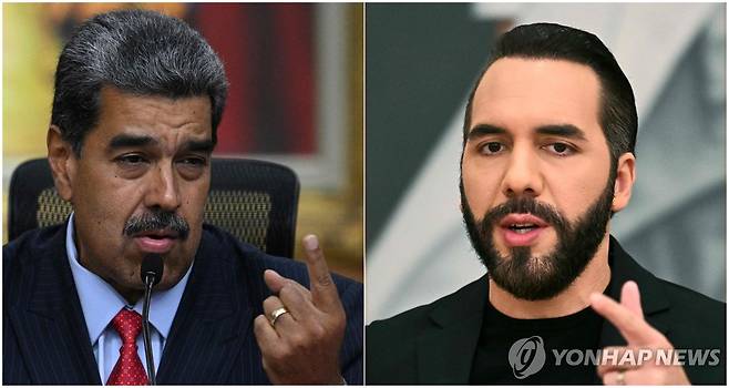 니콜라스 마두로 베네수엘라 대통령(좌)과 나이브 부켈레 엘살바도르 대통령(우) [AFP=연합뉴스 자료사진]