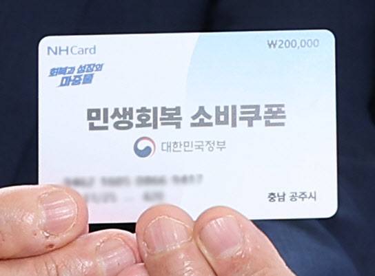 금액 표기돼 있는 충남 공주 소비쿠폰. 연합