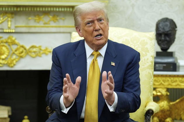 도널드 트럼프 미국 대통령이 22일(현지시간) 워싱턴DC 백악관에서 기자회견하고 있다. ⓒAP/연합뉴스