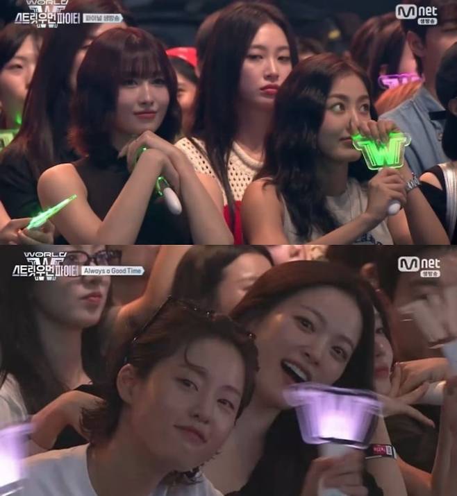 그룹 트와이스 모모와 지효, 배우 천우희 등이 카메라에 잡힌 모습 /사진=Mnet 방송화면 캡처