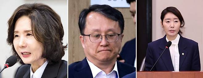 이진숙 전 교육부 장관 후보자, 강준욱 전 국민통합비서관, 강선우 전 여성가족부 장관 후보자(연합뉴스)