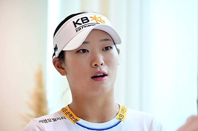 방신실이 헤럴드경제와 인터뷰에서 올해 LPGA 투어 메이저 대회 KPMG 여자 PGA 챔피언십에서 느꼈던 경험을 이야기하고 있다. 이상섭 기자