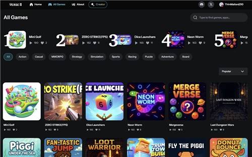 버스8 플랫폼 내에 올라온 게임들 [버스8 캡처]