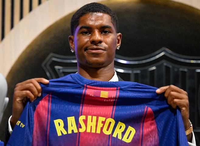 English forward Marcus Rashford who joined Barcelona on loan from Manchester United<저작권자(c)  AFP연합뉴스, 무단 전재-재배포, AI 학습 및 활용 금지>