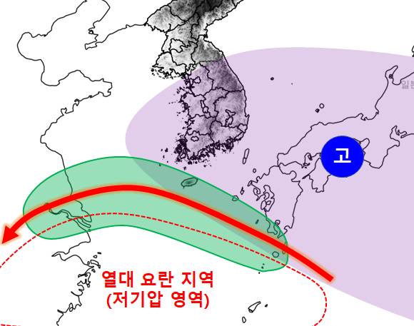 폭염 키우는 남동풍 [기상청 제공]