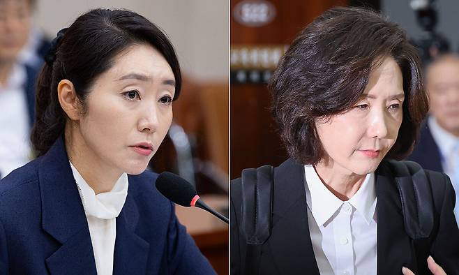 강선우 전 여성가족부 장관 후보자(왼쪽), 이진숙 전 교육부 장관 후보자. 뉴스1·연합뉴스