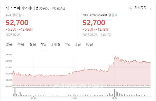 NextBioMedical stock chart (Source: Naver Finance screenshot)