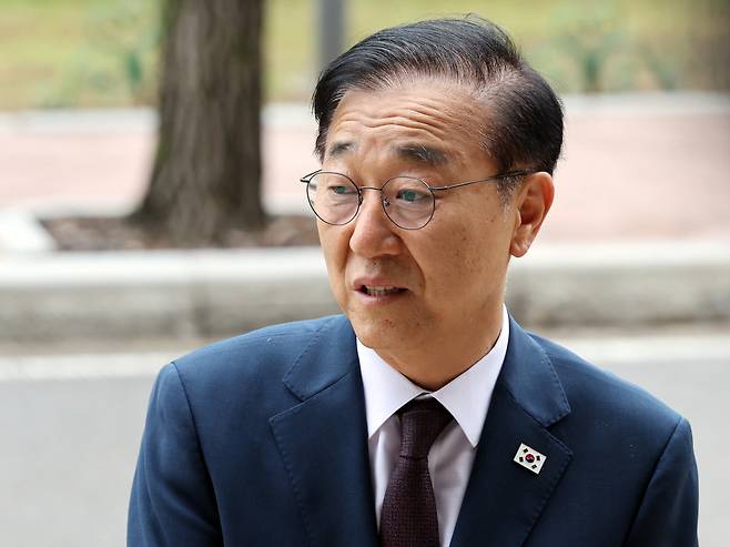 김윤덕 국토교통부 장관 후보자가 15일 오전 경기 과천시 정부과천청사에 마련된 인사청문회 사무실로 출근하며 소감을 밝히고 있다. 2025.7.15/뉴스1 ⓒ News1 황기선 기자